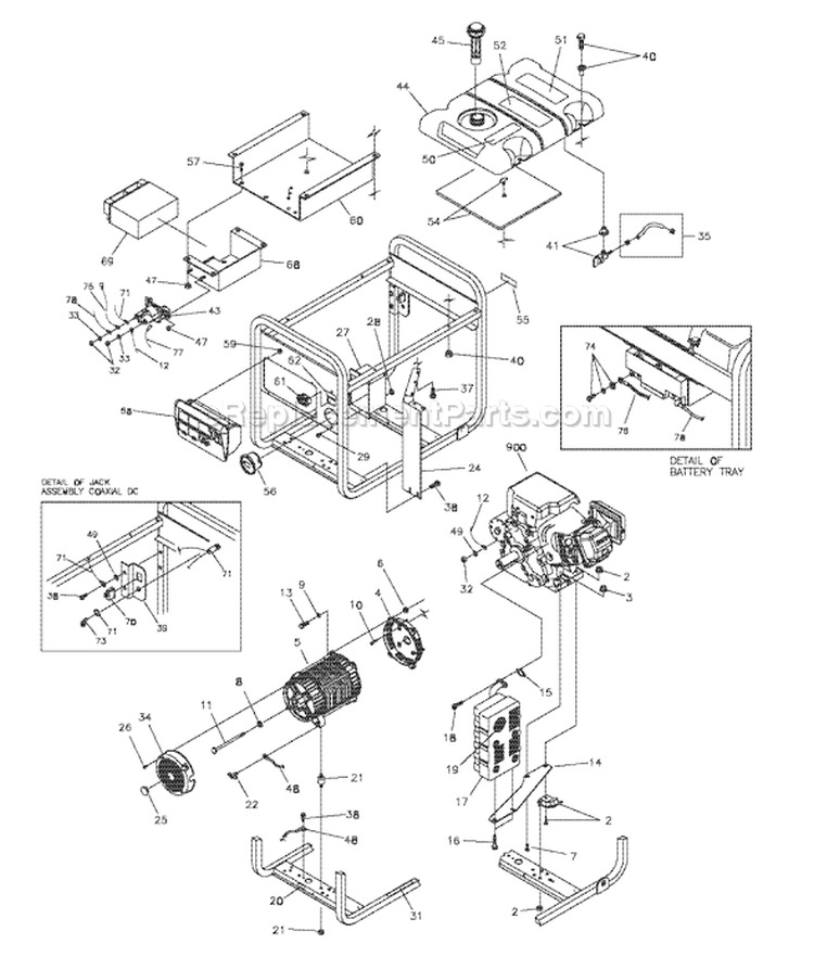 Page C Diagram and Parts List for 030358-0  Briggs and Stratton Generator